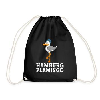 Hamburg Flamingo Möwe Moin Norden HH - Turnbeutel - Schwarz - Vorne
