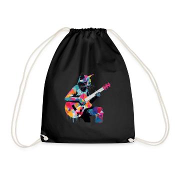 Cat joue de la guitare - Sac de sport léger - noir - Devant