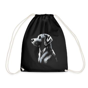 Tête de dessin Labrador argent - Sac de sport léger - noir - Devant