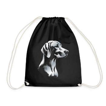 Magyar Vizsla drawing head silver - Drawstring Bag - black - Front