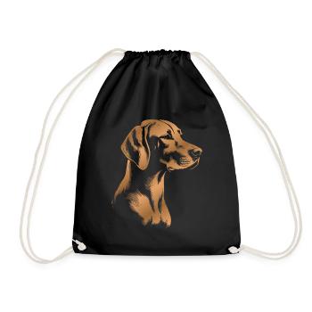 Magyar Vizsla drawing head bronze - Drawstring Bag - black - Front