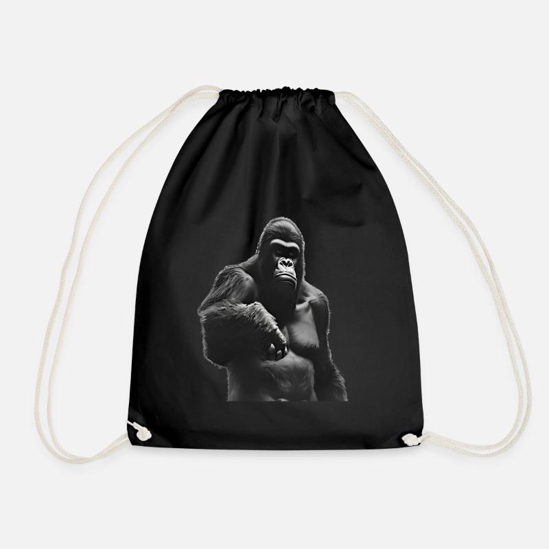 King of the Jungle - Gorilla - Drawstring Bag - black