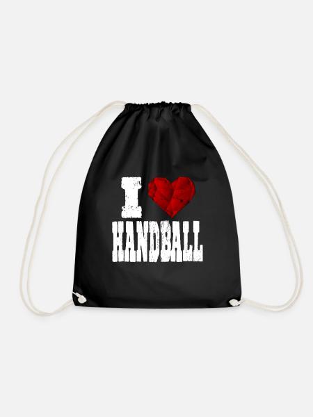 i love handball spruch herz lieben liebe - Turnbeutel - Schwarz