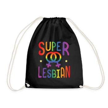 LGBT Gay Pride Lesbian Super Lesbian - Drawstring Bag - black - Front