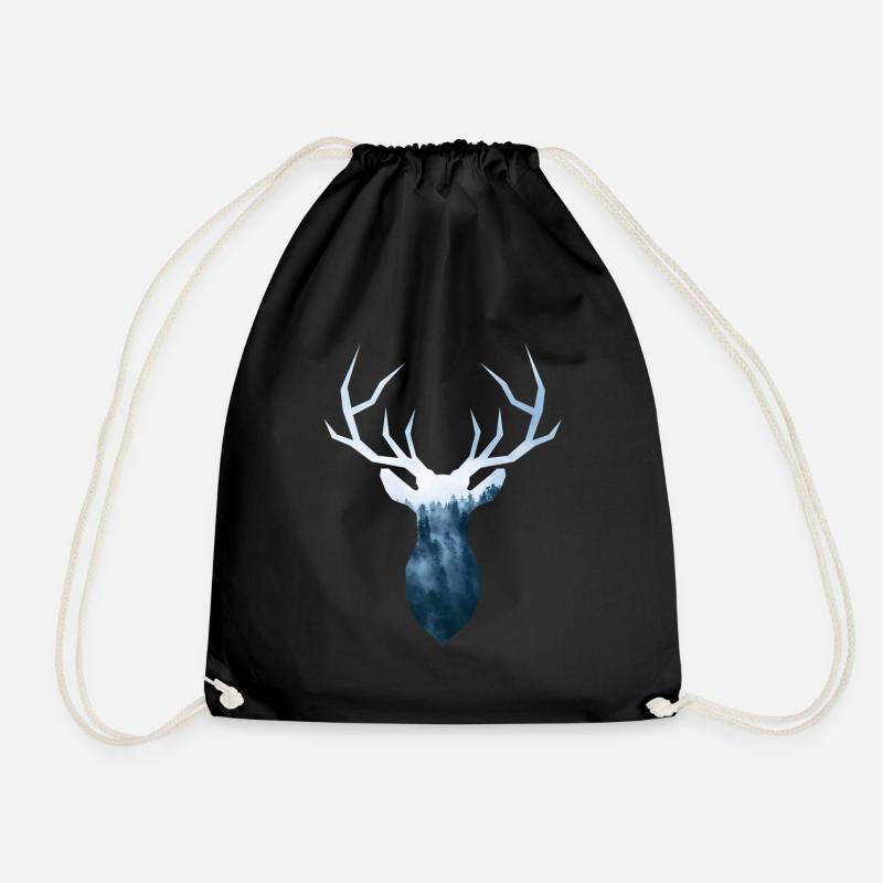 fog Hirsch - Drawstring Bag - black