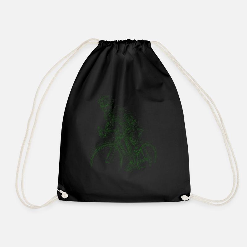 cycling sihouette - Drawstring Bag - black