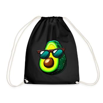 Cool Kawaii Avocado Charming Fruit Design - Drawstring Bag - black - Front