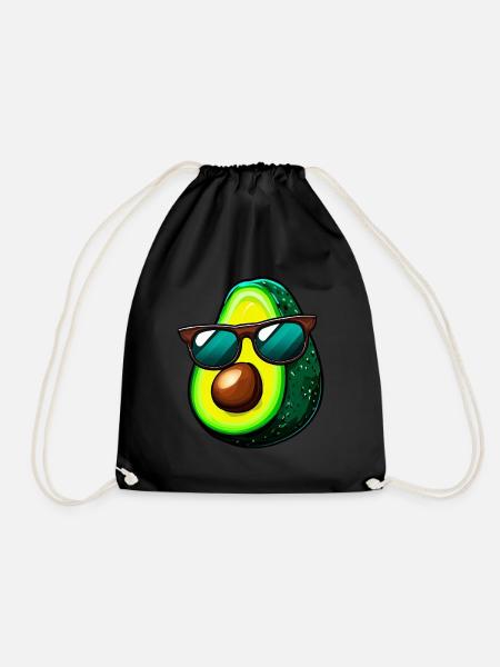 Coole Kawaii Avocado Charmantes Frucht-Design - Turnbeutel - Schwarz