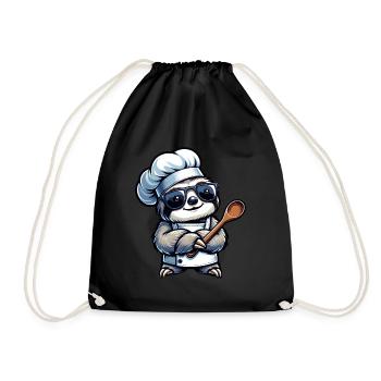 Conception de bande dessinée de chef paresseux mignon - Sac de sport léger - noir - Devant