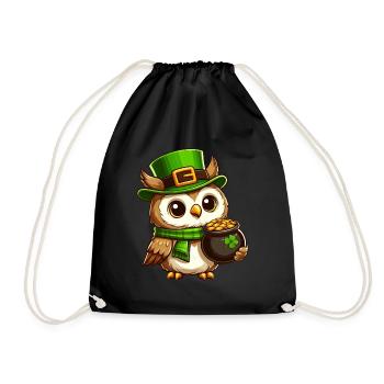 Goldene Eule St. Patricks Day - Turnbeutel - Schwarz - Vorne