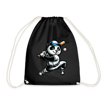 Panda Baseball Players: Hit the Game - Drawstring Bag - black - Front