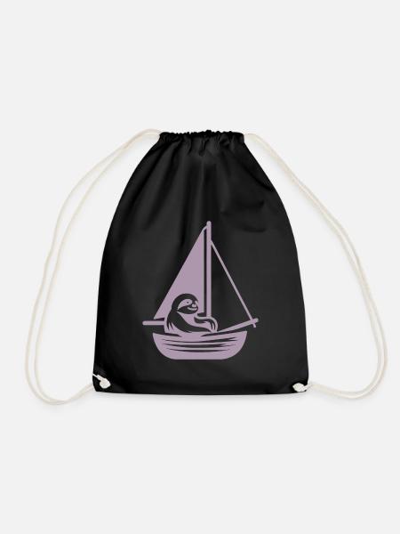 Sommer Segeln Faultier Silhouette Cool - Turnbeutel - Schwarz