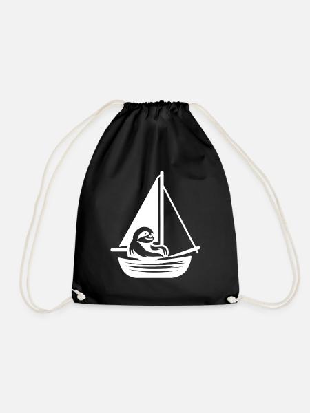 Sommer Segeln Faultier Silhouette Cool - Turnbeutel - Schwarz
