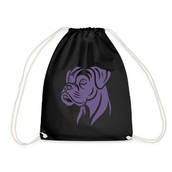 Hund Boxer Kopf Silhouette Minimalistisch - Turnbeutel - Schwarz - Vorne