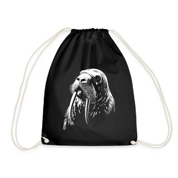 Walrus - Drawstring Bag - black - Front