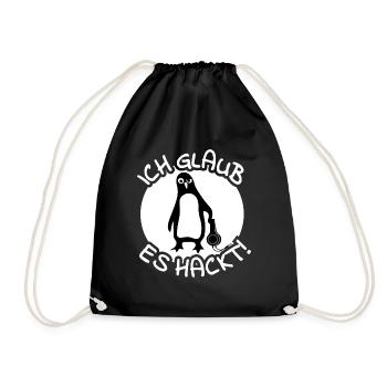 Pinguin Hacker - Turnbeutel - Schwarz - Vorne