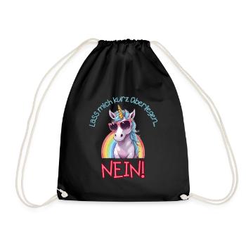 Cooles Einhorn mit Brille lass mich überlegen NEIN - Turnbeutel - Schwarz - Vorne
