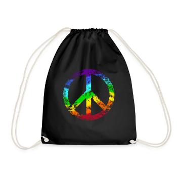 Peace Sign Rainbow Peace Graffiti - Drawstring Bag - black - Front