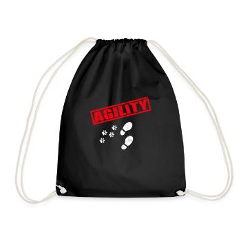 Agility dog dog sport dog owner gift - Drawstring Bag - black - Front