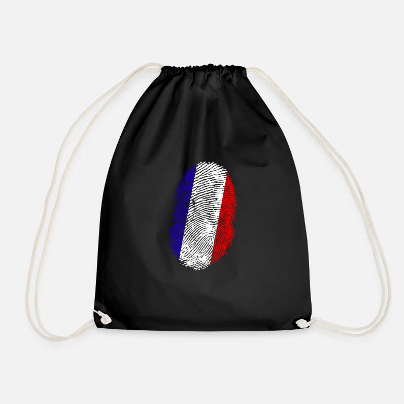 France Shirt · Flag · DNA · fingerprint - Drawstring Bag - black