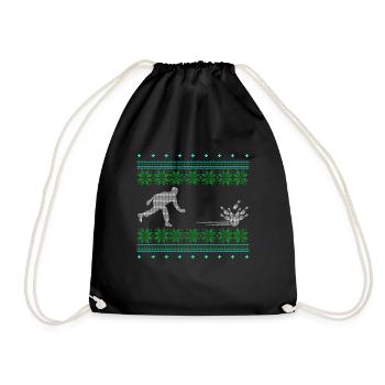 bowling ugly pullover xmas geschenk sport kegeln - Turnbeutel - Schwarz - Vorne
