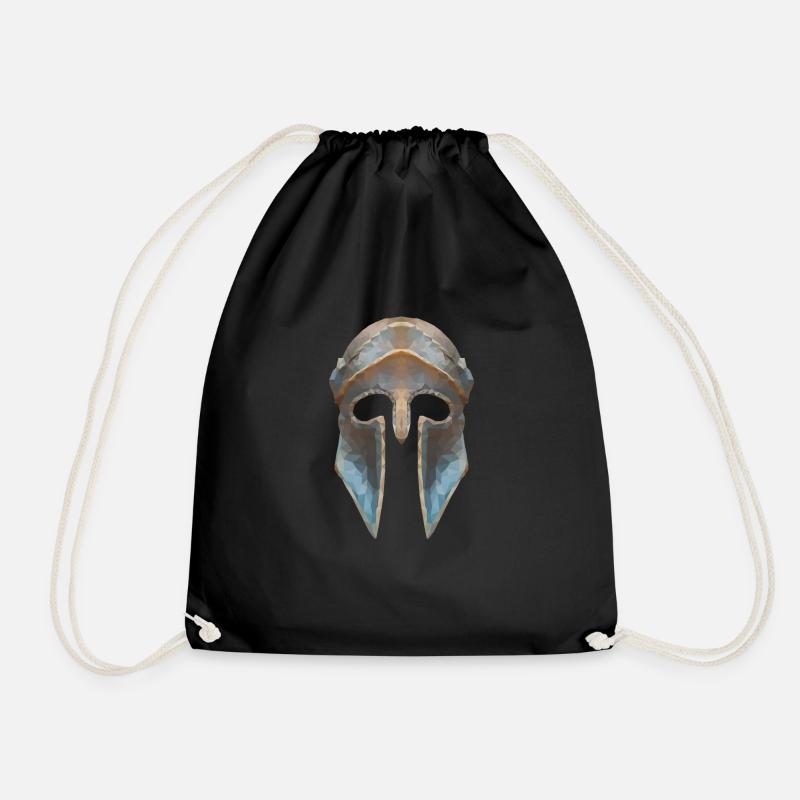 Gladiator's helmet low polygon effect - Drawstring Bag - black