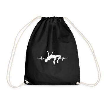 hochsprung herzschlag geschenk athlet leichtathlet - Turnbeutel - Schwarz - Vorne
