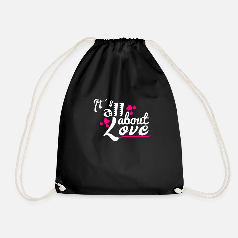 Valentine's Day February love gift idea - Drawstring Bag - black
