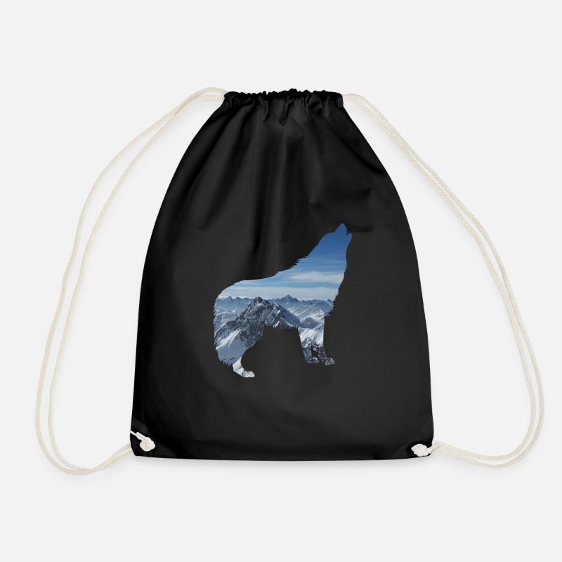 WOLF Motiv Design Geschenkidee Geburtstag Style - Turnbeutel - Schwarz