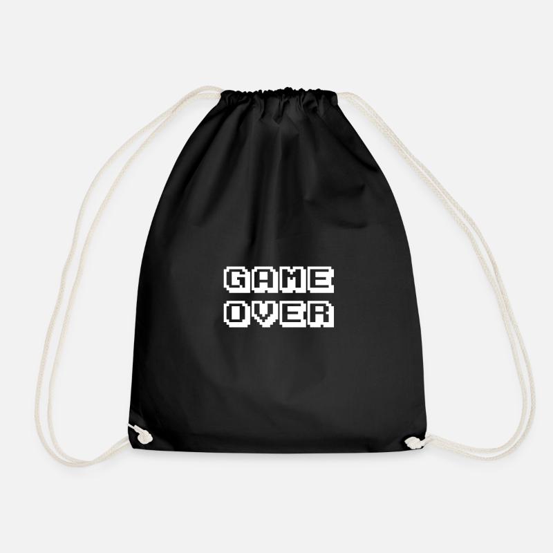 Arcade Game Over white - Drawstring Bag - black