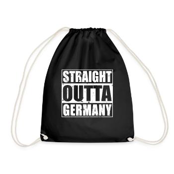 Shop Straight Outta Germany Design - Turnbeutel - Schwarz - Vorne