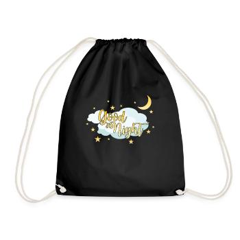 Good night sleep t shirt with moon and stars - Drawstring Bag - black - Front