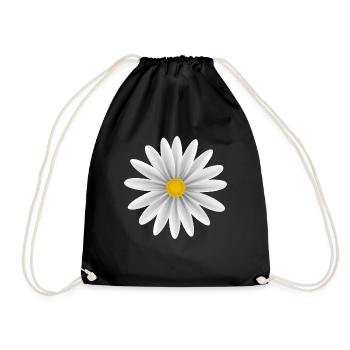 White Daisy Top Down - Drawstring Bag - black - Front