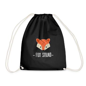 Fox Squad Logo Füchsin Waldbewohner Geschenk Idee - Turnbeutel - Schwarz - Vorne