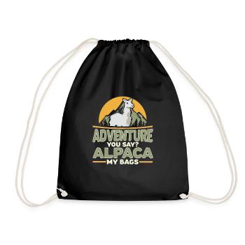Adventure you say alpaca my bags travel shirt - Drawstring Bag - black - Front