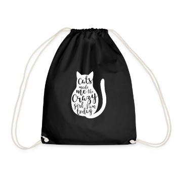 Cats made me gift pet - Drawstring Bag - black - Front