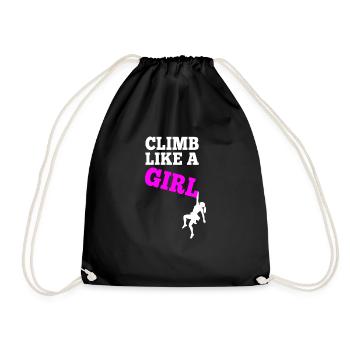 Climb Like A Girl - Rock Climbing Girl - Drawstring Bag - black - Front