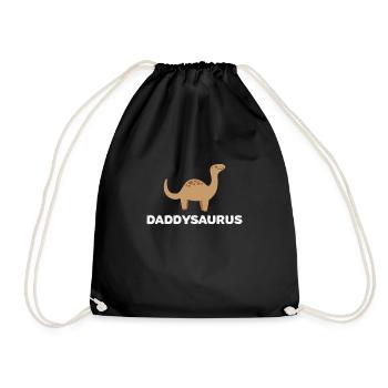 Daddysaurus Funny Dinosaur Daddy Gift - Drawstring Bag - black - Front
