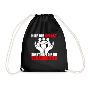HILF DIR SELBST SONST HILFT DIR EIN SOZIALARBEITER - Turnbeutel - Schwarz - Vorne