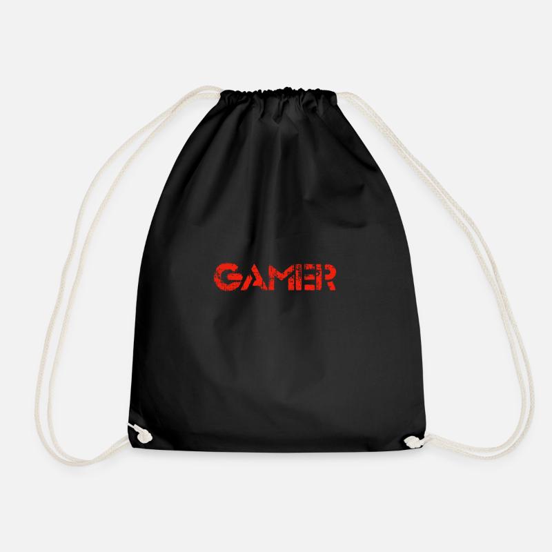 Gamer (red) - Drawstring Bag - black