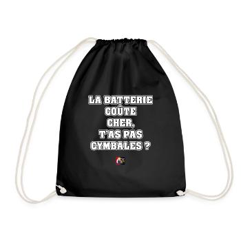 LA BATTERIE COÛTE CHER, T'AS PAS CYMBALES ? - Sac de sport léger - noir - Devant