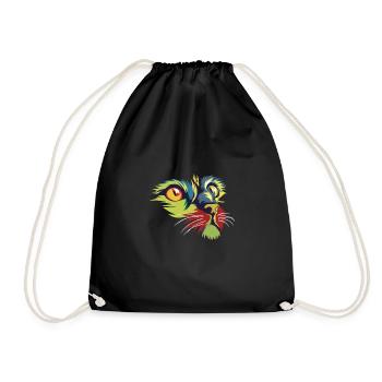 Regenbogen Katze - Premium Design - Turnbeutel - Schwarz - Vorne