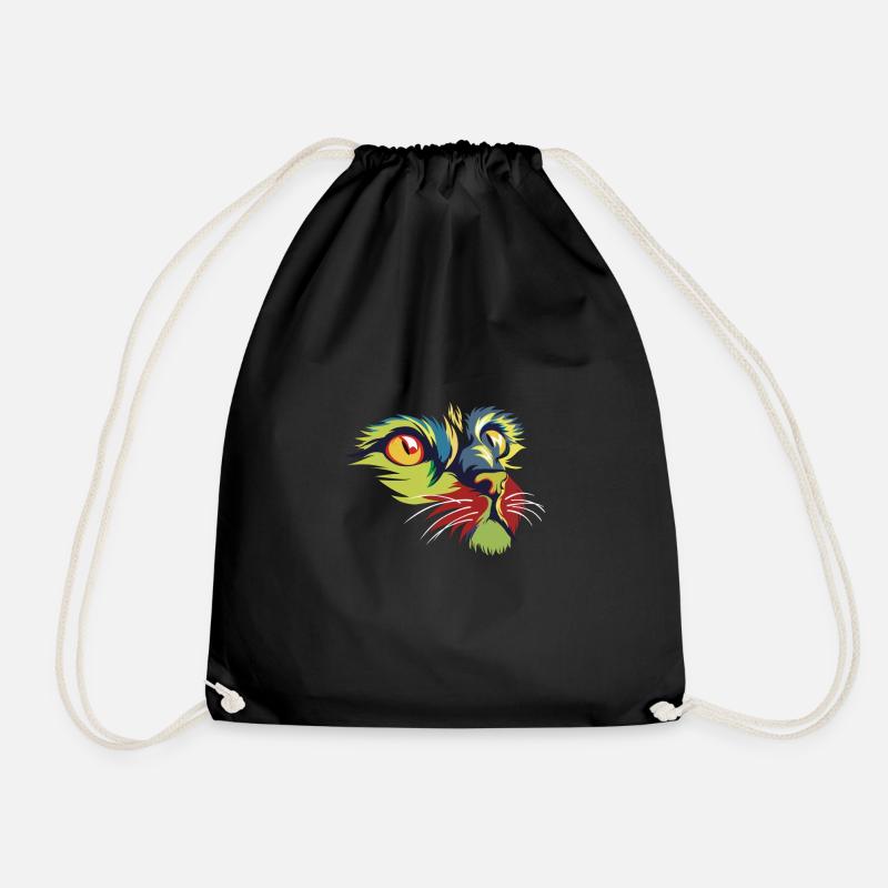 Regenbogen Katze - Premium Design - Turnbeutel - Schwarz