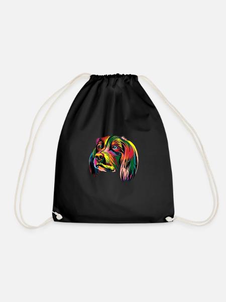 Regenbogen Hund - Premium Design - Turnbeutel - Schwarz