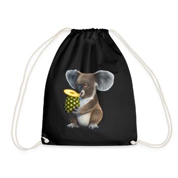 Koala et ananas - Sac de sport léger - noir - Devant