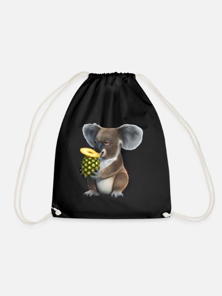 Koala und Ananas - Turnbeutel - Schwarz