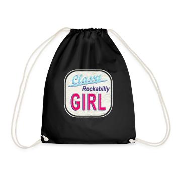 Classy Rockabilly Girl Vintage Logo - Drawstring Bag - black - Front