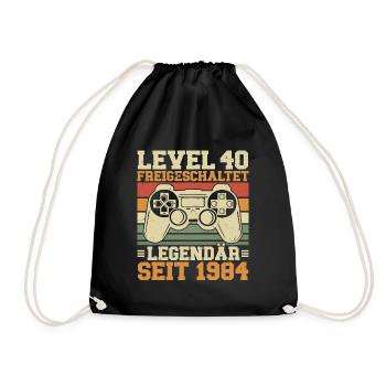 Level 40 freigeschaltet Legendär seit 1984 - Turnbeutel - Schwarz - Vorne