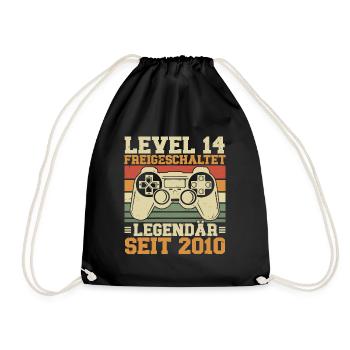Level 14 freigeschaltet Legendär seit 2010 - Turnbeutel - Schwarz - Vorne