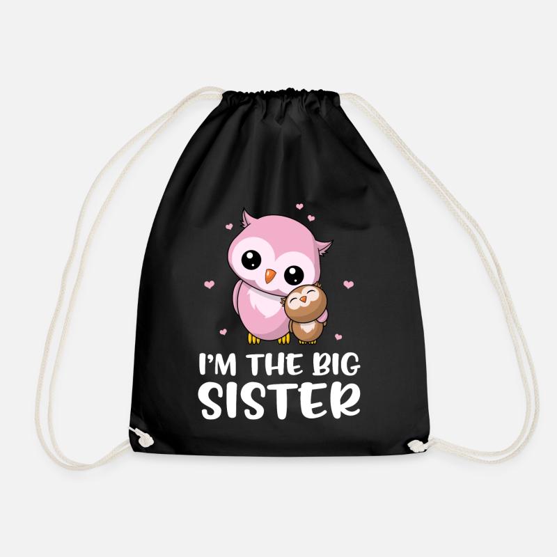 I'm The Big Sister - Große Eulen Schwester - Turnbeutel - Schwarz